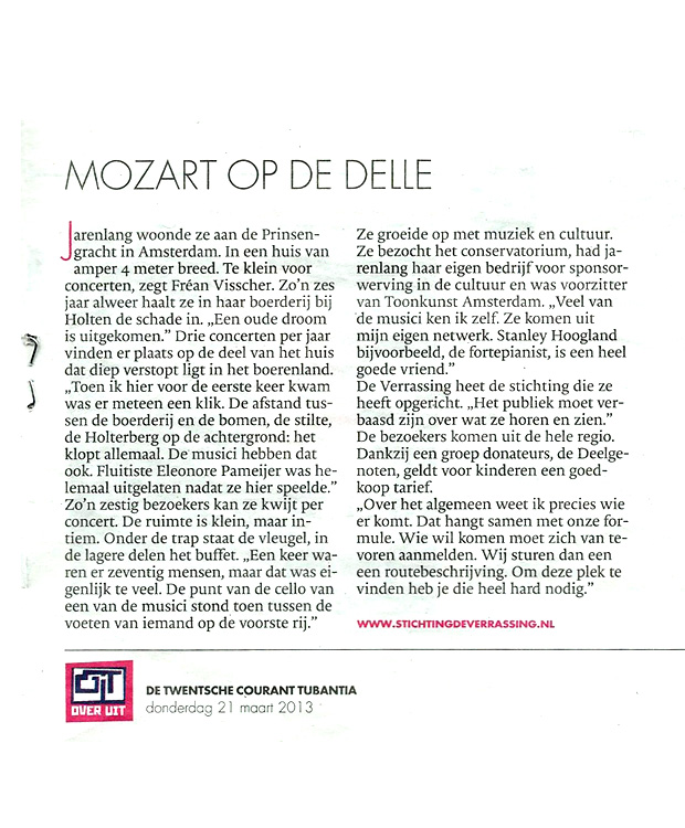 artikel in Tubantia 21 maart 2013